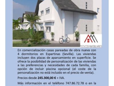 Casas pareadas de obra nueva en Espartinas (Sevilla)